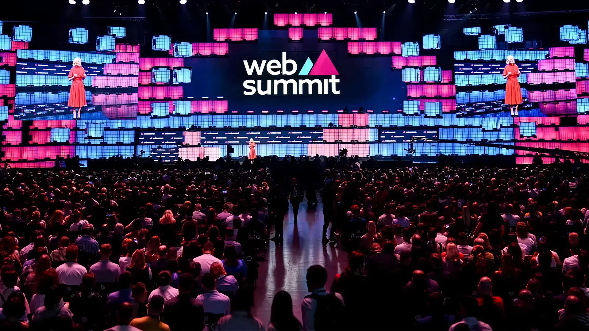 Web Summit centre stage in front of a full arena in Lisbon