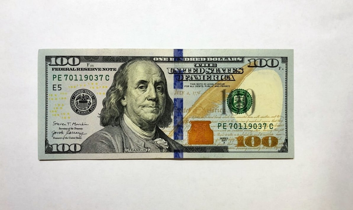 A United States one hundred dollar note